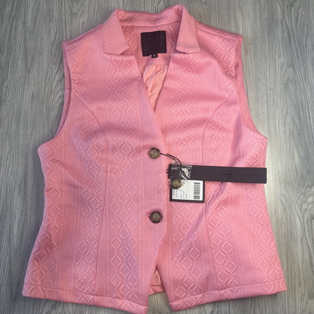 Mina Self NWT Pink Sleeveless Blazer Size M